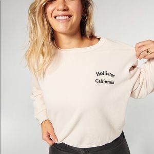 Hollister OVERSIZED EMBROIDERED LOGO MOM SWEATSHIRT - L